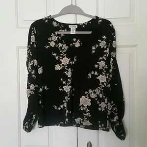 Black Floral Print Blouse